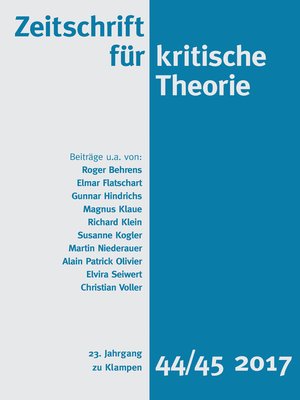 cover image of Zeitschrift für kritische Theorie / Zeitschrift für kritische Theorie, Heft 44/45